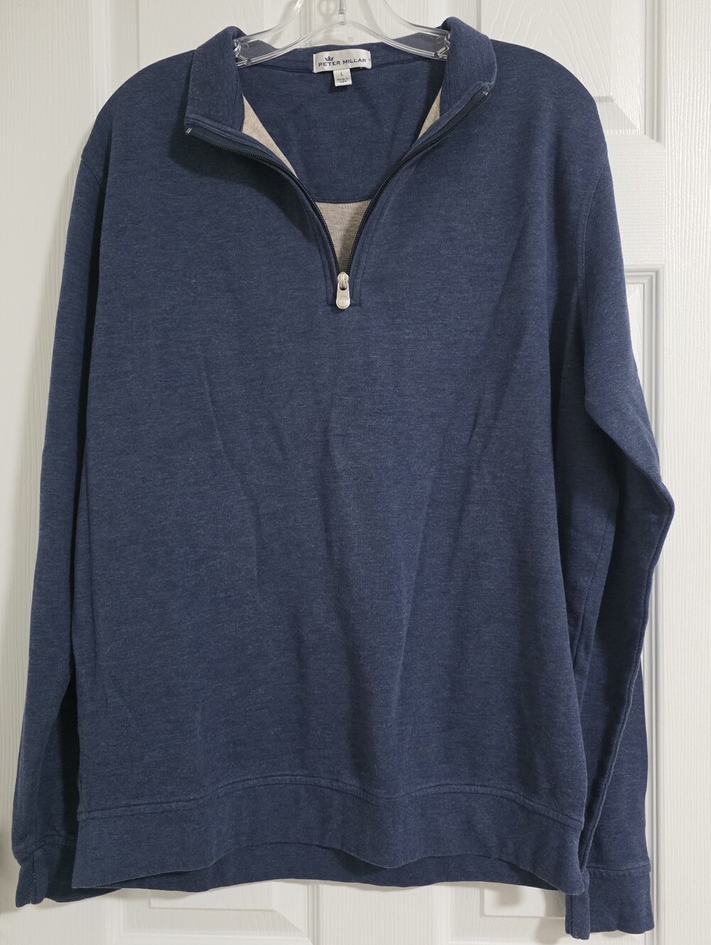 Peter Millar Sweater Mens L Blue Quarter Zip Pullover Mock Neck Golf Knit Modal
